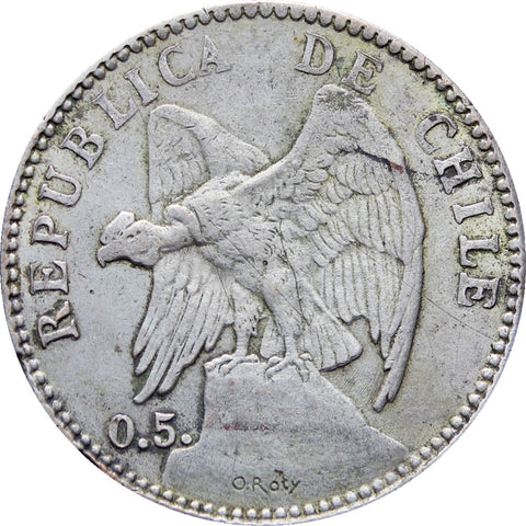 1907 Chile 20 Centavos Coin