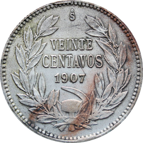 1907 Chile 20 Centavos Coin