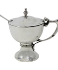 1909 Antique Edwardian Era Sterling Silver Mustard Pot with Blue Glass Liner Birmingham Hallmarks