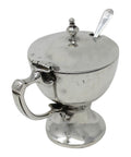 1909 Antique Edwardian Era Sterling Silver Mustard Pot with Blue Glass Liner Birmingham Hallmarks