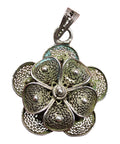 1910's Antique Silver Pendant Jewellery Flower Design