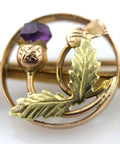 1912 Rare Antique 9 carat (375) Chester Gold Scottish Amethyst Thistle Brooch