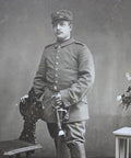 1914-1918 World War I German Soldier with Sword Military Antique Photo WW1 Postcard Army History