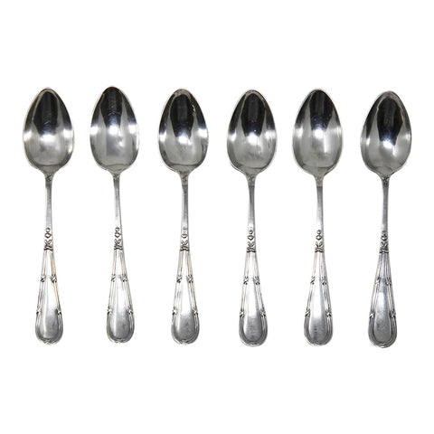 1919 Antique George V Era Sterling Silver Set Six Tea Spoons Birmingham Hallmarks Levi & Salaman Maker