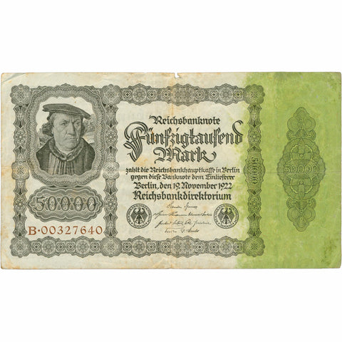 1922 Germany 50,000 Mark Banknote