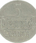 1923 Danzig 5 Pfennig Coin