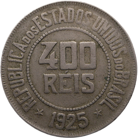 1925 400 Reis Brazil Coin Mint Rio de Janeiro