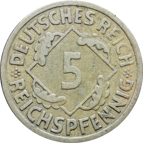 1925 A Germany 5 Reichspfennig Coin