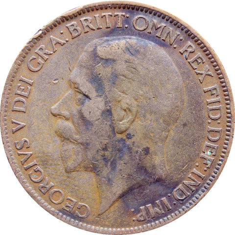 1927 One Penny George V United Kingdom Coin