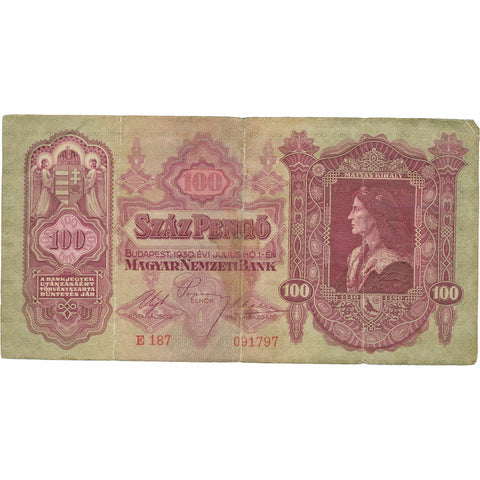 1930 Hungary 100 Pengő Banknote