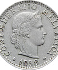 1938 Switzerland 20 Rappen Coin