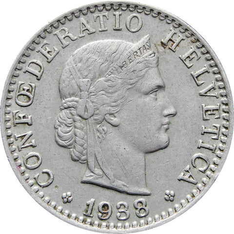 1938 Switzerland 20 Rappen Coin