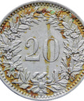 1938 Switzerland 20 Rappen Coin