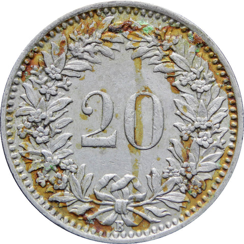 1938 Switzerland 20 Rappen Coin