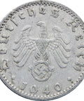 1940 F Germany 50 Reichspfennig Coin