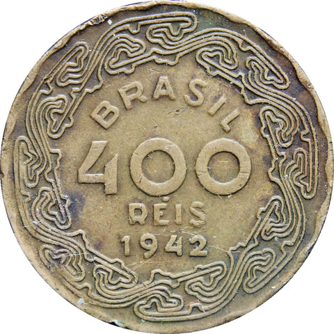 1942 Brazil 400 Reis Coin Getúlio Dornelles Vargas