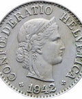 1942 Switzerland 10 Rappen Coin