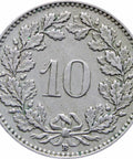 1942 Switzerland 10 Rappen Coin