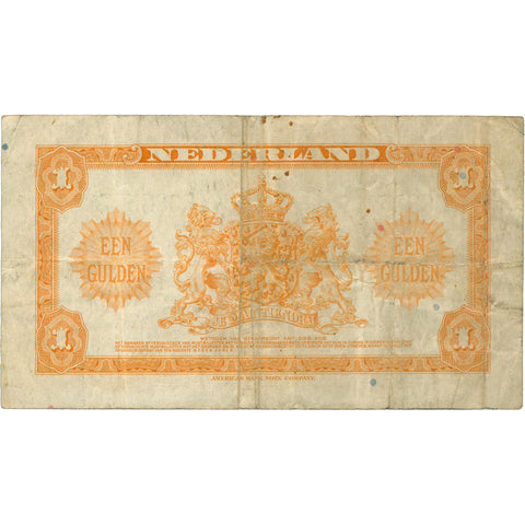 1943 Netherlands 1 Gulden Banknote