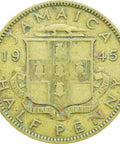 1945 Jamaica George VI Half Penny Coin