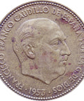 1953 2.5 Pesetas Spain Francisco Franco Coin