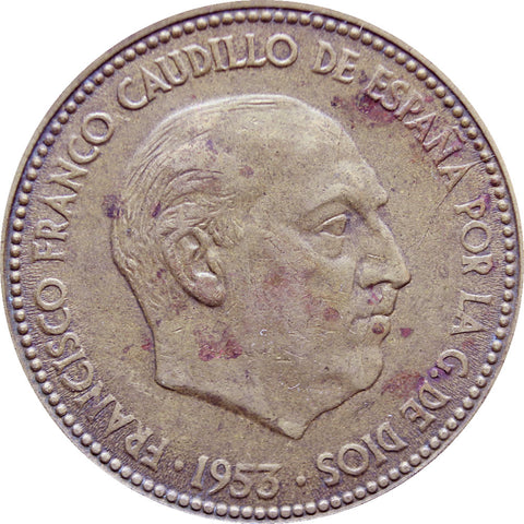 1953 2.5 Pesetas Spain Francisco Franco Coin