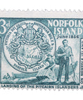 1956 Stamp Norfolk Island Norfolk Island Seal and Pitcairners landing 3 Australian Penny