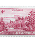 1956 Stamp Norfolk Island View of Ball Bay 4 d - Australian penny