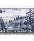 1956 Stamp Norfolk Island View of Ball Bay 5 and half d - Australian penny