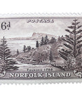 1956 Stamp Norfolk Island View of Ball Bay 6 d - Australian penny