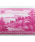 1956 Stamp Norfolk Island View of Ball Bay 9 d - Australian penny