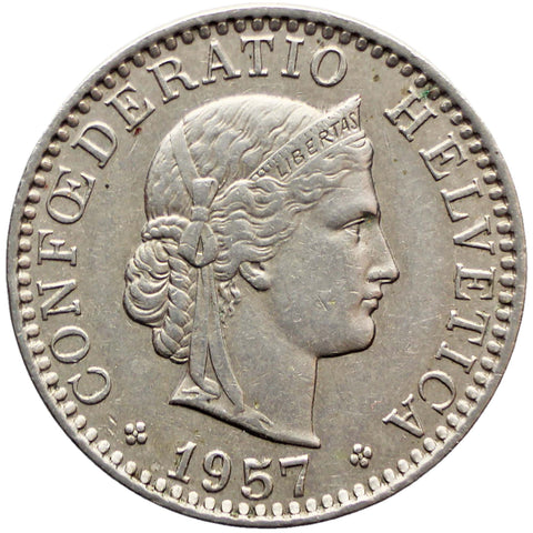 1957 Switzerland 20 Rappen Coin