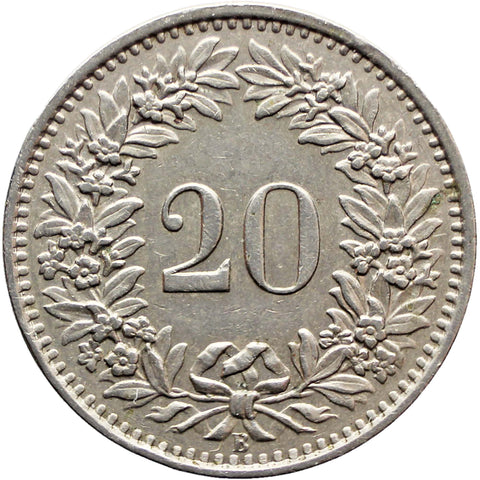 1957 Switzerland 20 Rappen Coin