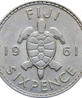 1961 Fiji Sixpence Elizabeth II (1st portrait) Coin