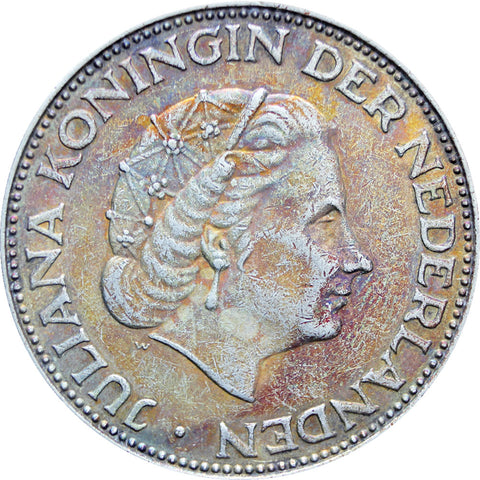 1962 2 and half Gulden Netherlands Juliana Silver Coin