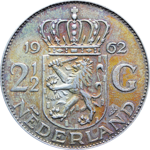 1962 2 and half Gulden Netherlands Juliana Silver Coin