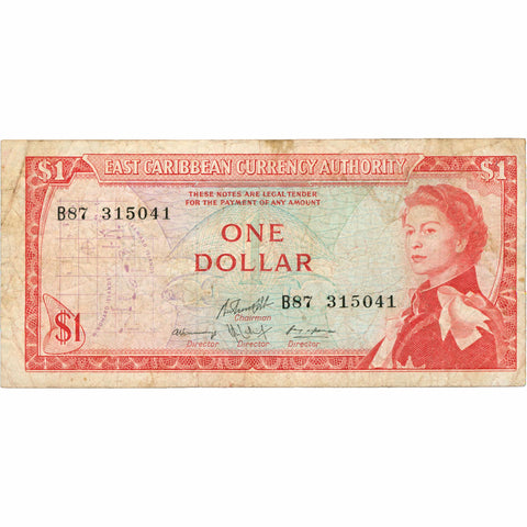 1965 East Caribbean 1 Dollar Banknote