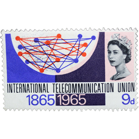 1965 Stamp United Kingdom Elizabeth II Telecommunications Network (phosphor) 9 d - British penny