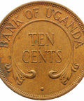 1966 10 Cents Uganda Coin