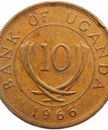 1966 10 Cents Uganda Coin