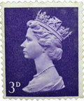 1967 Queen Elizabeth II 3d Predecimal Machin Stamp