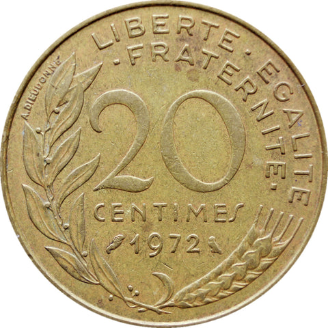 1972 France 20 Centimes Coin Marianne Owl Mark