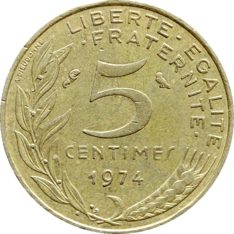 1974 5 Centimes France Coin Marianne