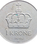 1976 One Krone Olav V Norway Coin