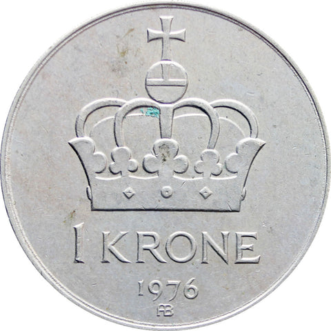 1976 One Krone Olav V Norway Coin