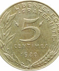 1980 5 Centimes France Coin Marianne