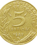 1980 France 5 Centimes Coin Marianne