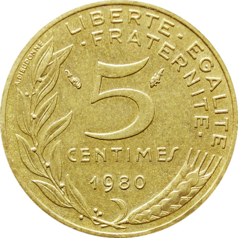 1980 France 5 Centimes Coin Marianne