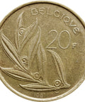 1981 20 Francs Belgium Baudouin I Coin French text BELGIQVE