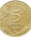 1986 5 Centimes France Coin Marianne